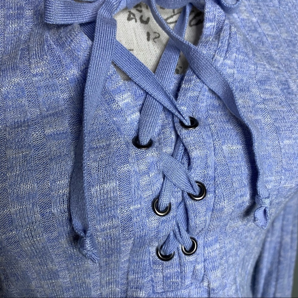 William Rast Ribbed Lace-Up Front Top - Picture 6 of 6